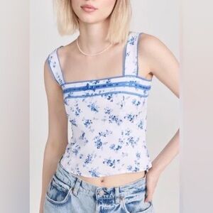 Reformation Eloise Floral Linen Top